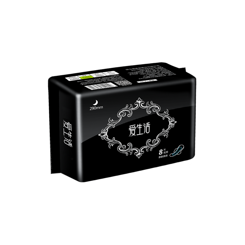 생리대 중 290mm*8p(쿠폰4) 黑色卫生巾夜用