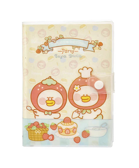 록엽  단추 고무 커버 딸기 오리   36K128张按扣胶套本 草莓鸭鸭