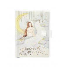  록엽 버튼 고무 커버로 달을 품은 소녀     按扣胶套本 拥抱月亮的少女