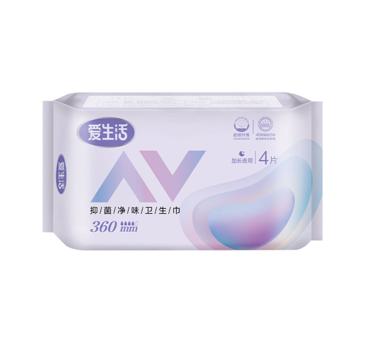 항균 오버나이트 생리대 360MM 4p 爱生活抑菌加长夜用卫生巾