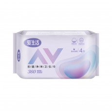 항균 오버나이트 생리대 360MM 4p 爱生活抑菌加长夜用卫生巾
