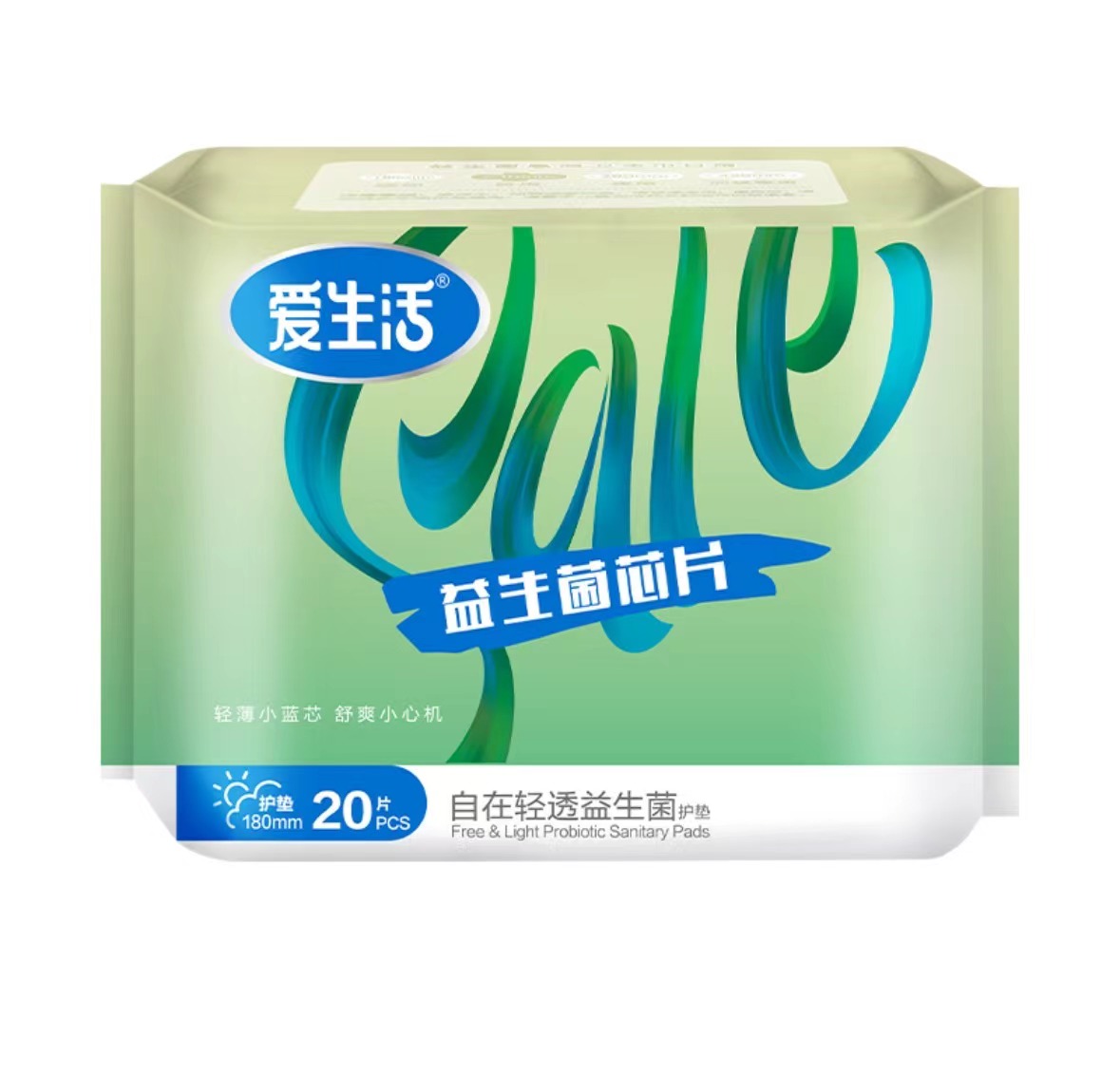 유산균라이너180mm*20p 爱生活自在轻透益生菌护垫