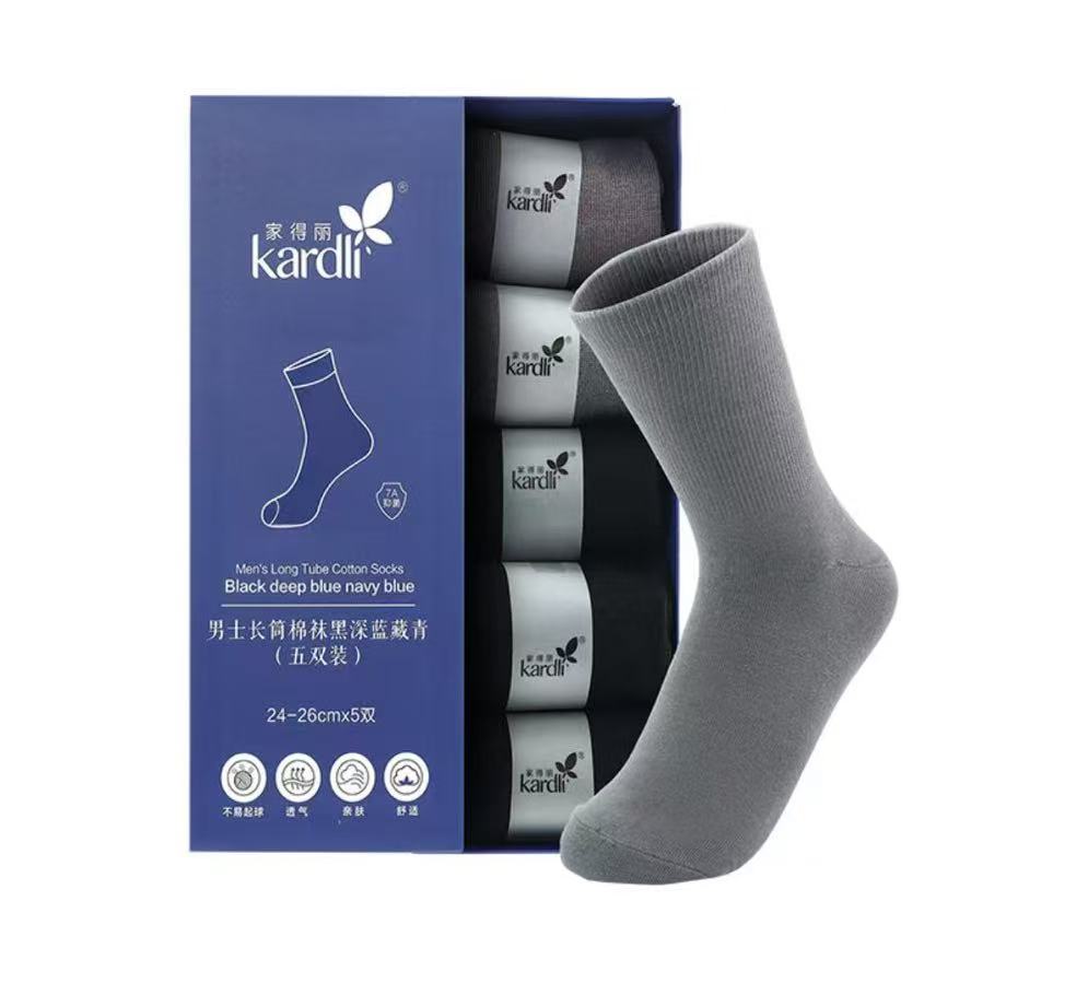 남성발목긴면양말 블랙짙은남색장청  1곽*5컬레 男士长筒棉袜